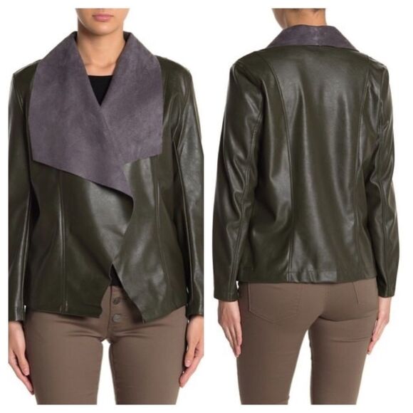 NEW Tahari Faux Leather Moto Jacket Size Small - Picture 11 of 11